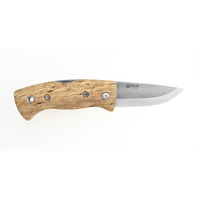 Helle Kletten - 55mm H3LS Triple Laminated Stainless Steel Folding Knife (Curly Birch Handle)