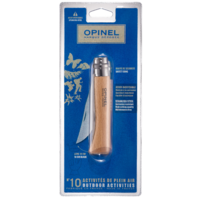 Opinel 001255 - 10cm Stainless Steel Slimline Outdoor Knife, No 10, Blister Pack (Hardwood Beech Handle)