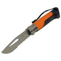 Opinel 001577 - 8.5cm Stainless Steel Outdoor Knife, No 8 (Orange Fibreglass-Reinforced Polyamide Handle)
