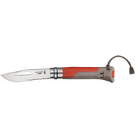 Opinel 001714 - 8.5cm Stainless Steel Outdoor Knife, No 8 (Earth Red Handle)