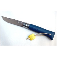 Opinel 001977  - 8.5cm Stainless Steel Limited Edition Trekking Knife (Blue Calf Skin Leather Handle)