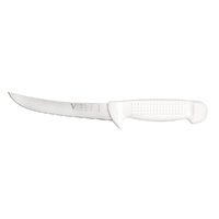 Victory Knives 270015115 - 2.5mm x 15cm Stainless Steel Curved Boning Knife (White Plastic Handle)