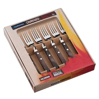 Tramontina 38221390 - 6 Piece Churrasco Table Fork Set (Brown Plywood Handles)