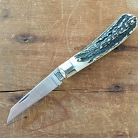 Joseph Rodgers 61StSat - 60mm Satin Stainless Steel Lambsfoot Folding Knife (Stag Scales Handle)