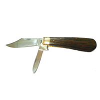 Joseph Rodgers Clipt Point & Castrator Knife with Dark Oak Scales And satin finish blade