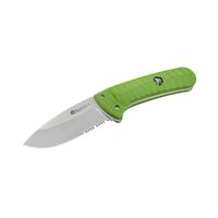 Maserin 975LG10V - 85mm Sax Smooth Blade Bushcraft Knife (Green Handle & Satin Finish)