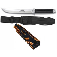 Albainox AL32389 - Tokisu 19.4cm Fixed Blade Tactical Knife (Rubber Handle with Metal Guard)