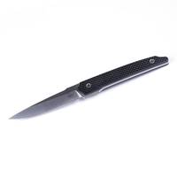 Amare AM201804 - 10cm Stainless Steel Pocket Peak Folding Knife (Black G10 Carbon Fibre Handle)