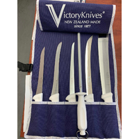 Victory Knives Fishing Set FSL -  Canvas Knife Roll With Knives for Fishing (Contains 5 Stainless Steel Knives & Sharpening Steel)
