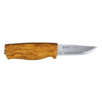 Helle Folkekniven - 80mm Stainless Steel Utility Knife (Curly Birch Handle with Leather Sheath)