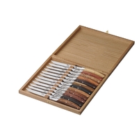 Goyon Chazeau GC83PIR-12K - Set of 12 Stainless Steel Table Knives (Mixed Wood Handles)