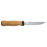 Helle Hellefisk - 123mm Stainless Steel Knife (Cork Handle with Dark Brown Sheath & Thong)