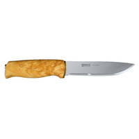 Helle Jegermester - 135mm Sandvik 12C27 Stainless Steel Knife (Curly Birch Handle with Black Leather Sheath)