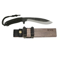 Kanetsune KB-412Asobi - 150mm Damascus Blue Steel Knife (Paracord Wrapped Handle & Magnolia Wood Sheath)