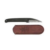 Kanetsune KB-420  - 65mm Carbon Steel Kaze Blade Knife (White Steel Handle & Leather Sheath)