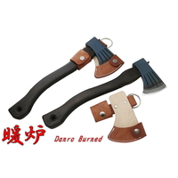 Kanetsune KB157 - Danro Burned Hand Axe 85mm Blade (Burned Oakwood Handle with Leather Sheath)