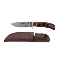 Kanetsune KB551 - 100mm Stainless Steel Subaru Knife (Mahogany Plywood Handle with Leather Sheath)