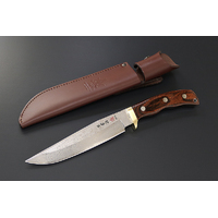 Kanetsune KB553 - 180mm  Stainless Steel Subaru Hunting Knife  (Mahogony Handle with Leather Sheath)