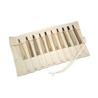 Kanetsune KBW10 - Carbon Steel Wood Carving Set - Set of 10 (Magnolia Wood Handle in a Cloth Wrap)