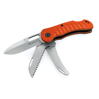 Maserin M1313G10A - 85mm Stainless Steel Jager Hunting Knife (Orange G10 Handle with Saw & Skinner)