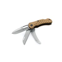 Maserin M1313OL - 85mm Stainless Steel Jager Hunting Knife (Olive Wood Handle with Saw & Skinner)