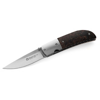 Maserin M388RN - 70mm Stainless Steel ATTI Folding Knife (Black Burl Handle with Blade Bolster)