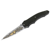 Maserin M398Kt - 85mm Stainless Steel Folding Knife with 24kt Gold Engraving (Carbon Fibre Handle)