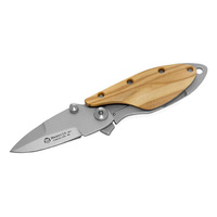 Maserin M550OL - 55mm Stainless Steel One Fold Knife (Olive Wood Handle with Pocket Clip)