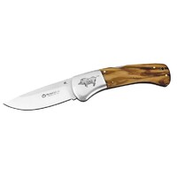 Maserin M760ICG - 90mm Stainless Steel Hunting Knife (Olive Wood Handle with Engraved Wild Boar)
