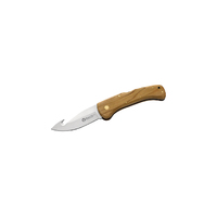 Maserin M762OL - 90mm Stainless Steel Safari Hunting Knife (Olive Wood Handle with Gut Hook)