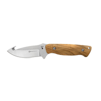 Maserin M979OL - 110mm Stainless Steel Fixed Blade Hunting Knife with Gut Hook (Olive Wood Handle)