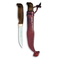 Marttiini MA127015 - 22cm Carbon Steel Lynx Lumberjack Knife (Stained Birchwood Handle with Brown Leather Sheath)