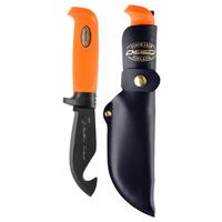 Marttiini MA378024T - 11cm Carbon Steel Skinning Martef with Hook (Orange Rubber Handle with Black Leather Sheath)