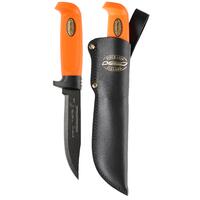Marttiini MA390024T - 13cm Carbon Steel Boning Martef (Orange Rubber Handle with Black Leather Sheath)