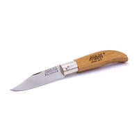 MAM_2001 - 45mm Stainless Steel Iberica Pocket Knife with Keyring (Beech Hardwood Handle with Leather Case)