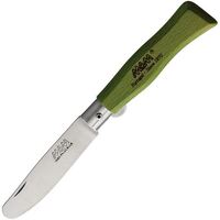 MAM_2004-GRN - 75mm Stainless Steel Round Tip Pocket Knife (Green Handle)