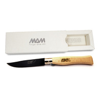MAM_2064 - 105mm Black Titanium Hunters Pocket Knife (Beech Hardwood Handle)