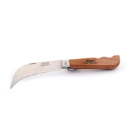 MAM_2070 - 90mm Stainless Steel Mushroom Harvesting Knife with Blade Lock (Beech Hardwood Handle)