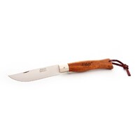 MAM_2083 - 83mm Stainless Steel Douro Pocket Knife with Blade Lock & Leather Loop (Beech Hardwood Handle)