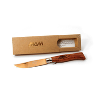 MAM_2084 - 83mm Bronze Titanium Douro Pocket Knife with Blade Lock & Leather Loop (Beech Hardwood Handle)