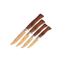 MAM_2505 -  Set of 4 Bonze Titanium Pocket Knives, All Knives with Blade Lock (Wood Handles)