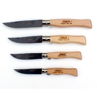MAM_2505a - Set of 4 Black Titanium Pocket Knives, All Knives with Blade Lock (Wood Handles)