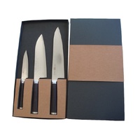 Miyako Japanese knife set chef, santoku ,utility - traditional damascus  blades