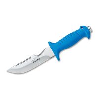 Maserin MSquallo14MR - 14cm Stainless Steel Squalo Line Diving Knife (Blue Plastic Handle with Hammer - Black Sheath)