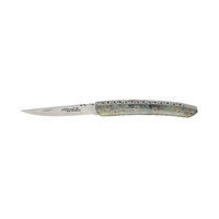 Robert David RDT0112POI - 12cm Stainless Steel Folding Knife (Acrylic Inlaid Image, Fish Scales Handle)