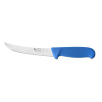 Victory S1-270015B - 2.5mm x 15cm Stainless Steel Curved Boning Knife with Leather Sheath (Blue Progrip Handle)