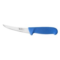 Victory S1-272013B - 2.5mm x 13cm Stainless Steel Flexible Narrow Curved Boning Knife with Leather Sheath (Blue Progrip Handle)