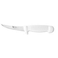 Victory Knives S10-272010 - 2.5mm x 10cm Stainless Steel Small Curved Boning/Poultry Knife with S10 Leather Sheath (White Plastic Handle)