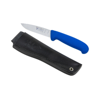 Victory Knives S10-330310 - 2mm x 10cm Stainless Steel Drop Point Knife with S10 Leather Sheath (Blue Progrip Handle)