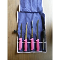 Victory Knives VICFIS2_Pink - Knife Roll For Offshore/Large Fish (Pink Progrip Handles)